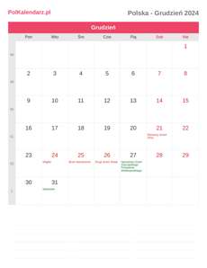 Kalendarz 2024 Grudzień